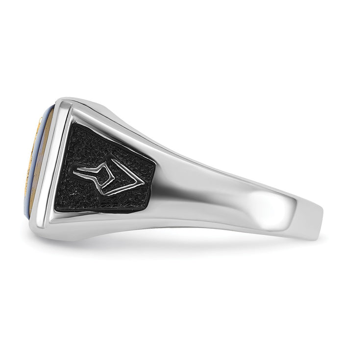 Buy Exclusive Men's 14K White Gold Masonic Ring | Stylish 7mm, Black Enamel-3
