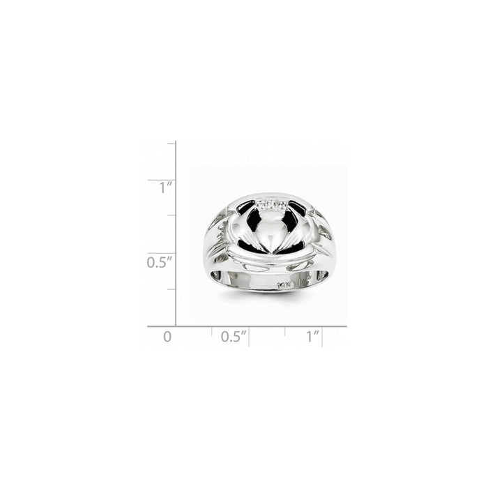 High-Quality Men's Claddagh Ring in 14K White Gold with AA Diamonds & Onyx-3