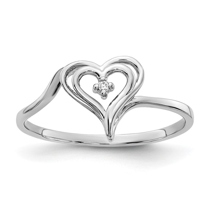 Shop Stylish 14K White Gold Heart Ring with AA Diamonds - Affordable Luxury!-1