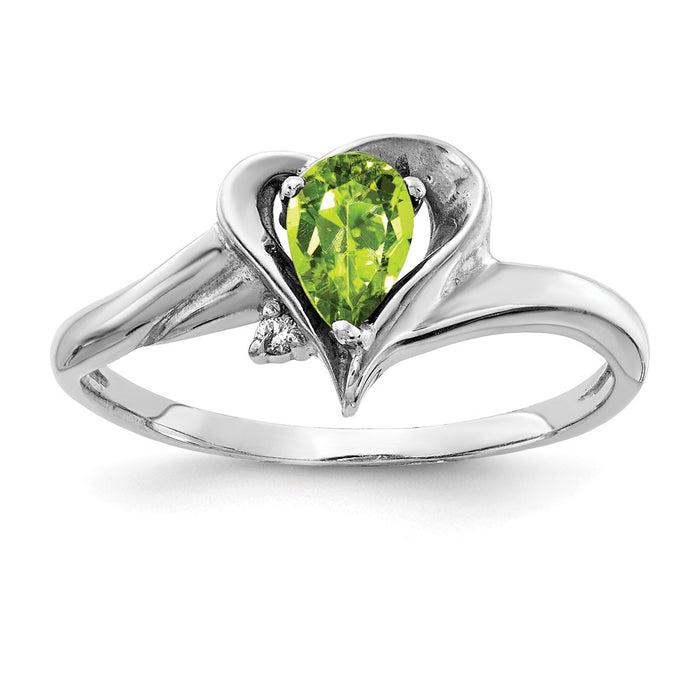 Shop Exclusive 14K White Gold Pear-Shaped Peridot Ring with AA Diamonds, 6x4mm-1