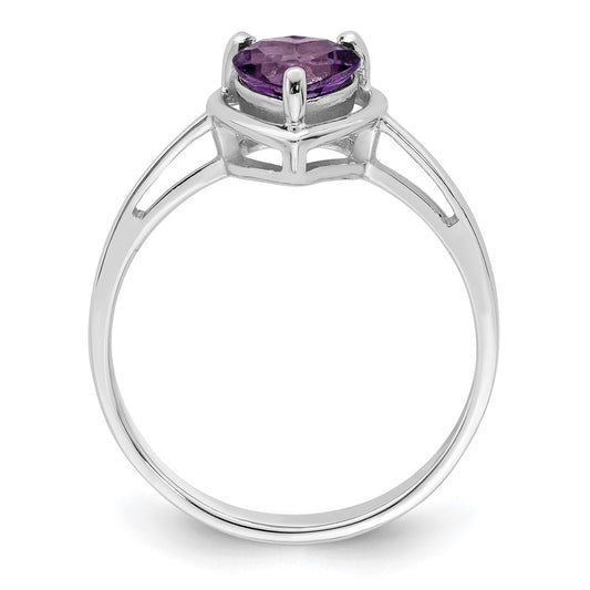 Shop Exclusive 14K White Gold Amethyst Ring - 6mm Heart-Shaped Luxury Design