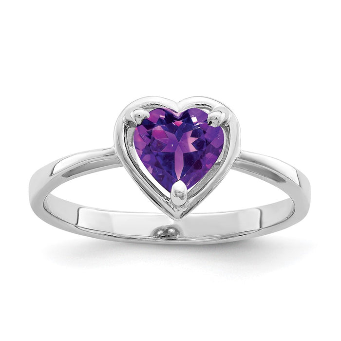 Shop Exclusive 14K White Gold Amethyst Ring - 6mm Heart-Shaped Luxury Design-1
