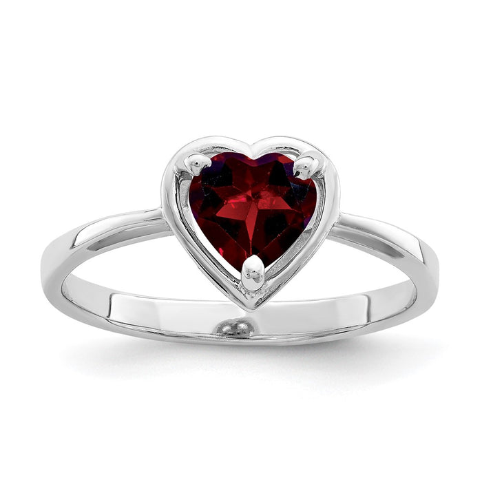 Shop Stylish 14K White Gold 6mm Heart-Shaped Garnet Ring - Affordable Luxury-1