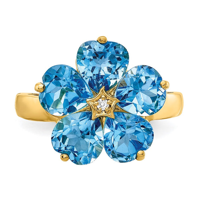 Buy Exclusive 14K Gold Heart-Shaped Blue Topaz & Diamond Ring | Stylish 6mm-5