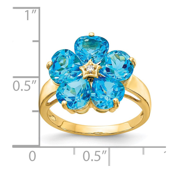 Shop Exclusive 14K Gold 6mm Heart-Shaped Blue Topaz AAA Diamond Ring, Stylish Value-3