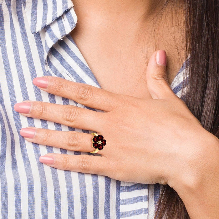 Buy Exclusive 14K Gold 6mm Heart-Shaped Garnet & Diamond Ring - Stylish Value!-2