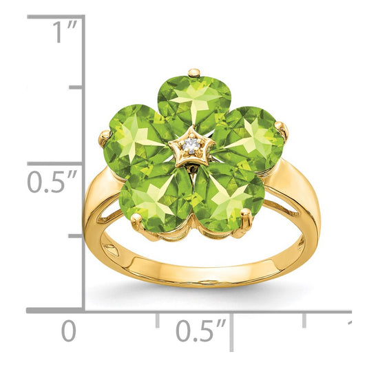 High-Quality 14K Gold Heart-Shaped Peridot & VS Diamond Ring - Stylish Value