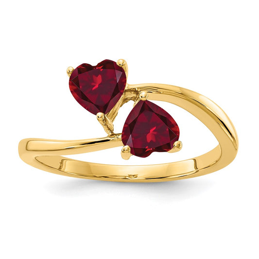 Buy Stylish 14K Gold 5mm Heart-Shaped Created Ruby Ring - Affordable Luxury