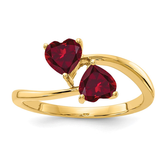 Buy Stylish 14K Gold 5mm Heart-Shaped Created Ruby Ring - Affordable Luxury-1