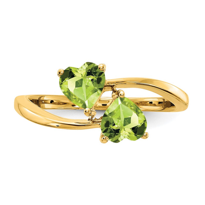 Buy Stylish 14K Gold 5mm Heart-Shaped Peridot Ring - Affordable Luxury!-5