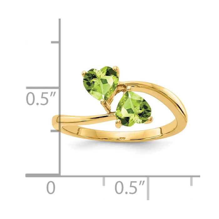 Buy Stylish 14K Gold 5mm Heart-Shaped Peridot Ring - Affordable Luxury!-3