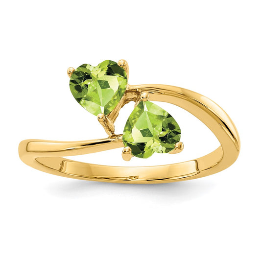 Buy Stylish 14K Gold 5mm Heart-Shaped Peridot Ring - Affordable Luxury!