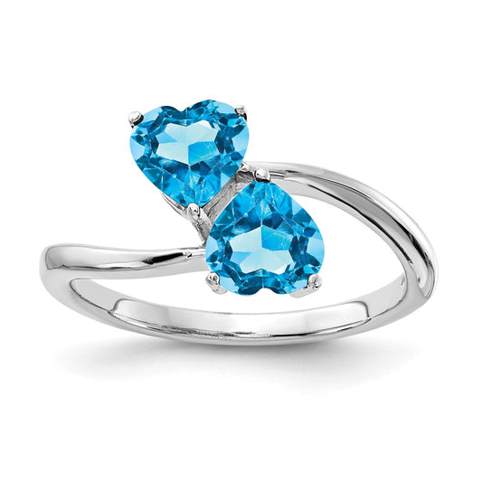 Exclusive 14K White Gold 5mm Heart-Shaped Blue Topaz Ring - Stylish Value