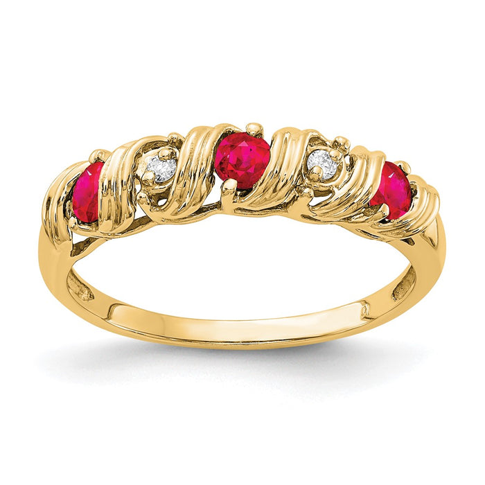 Exclusive 14K Gold 2.75mm AAA Ruby & Diamond Ring - Stylish Luxury Price-1