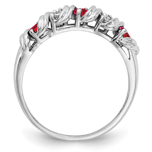 Exclusive 14K White Gold Ruby & AA Diamond Ring - Stylish 2.75mm Design