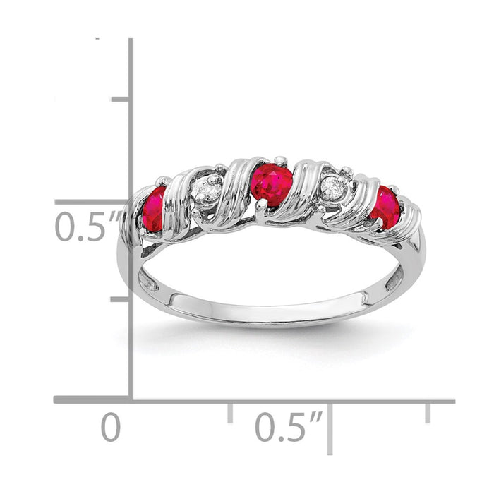 Exclusive 14K White Gold 2.75mm Ruby & Diamond Ring - Stylish Luxury Value!-3
