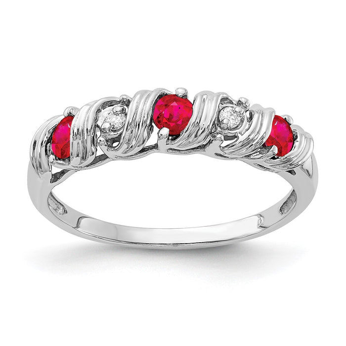 Exclusive 14K White Gold Ruby & AA Diamond Ring - Stylish 2.75mm Design-1