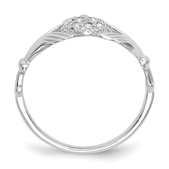 High-Quality 14K White Gold Claddagh Ring with 1/10ct AA Diamonds - Stylish Value!-2