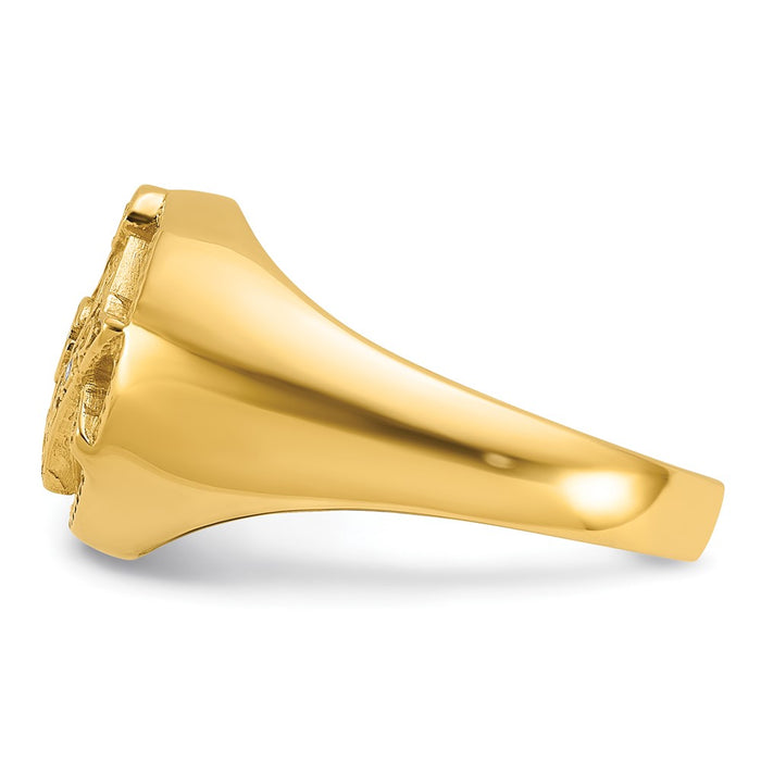 Buy Stylish 14K Men's Polished & Textured Masonic Ring with AA Quality Diamonds-3