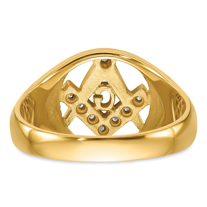 Exclusive 14K Men's Polished & Textured Masonic Ring with AAA Diamonds-5