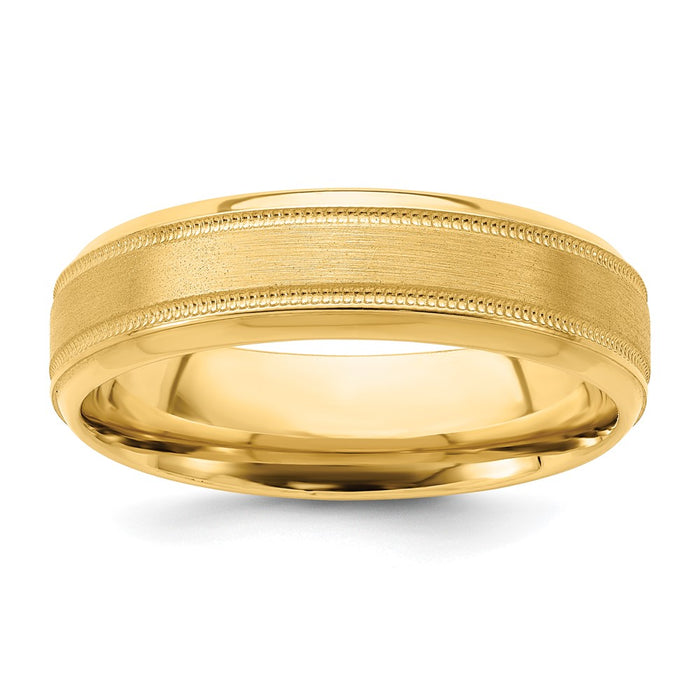 Buy Stylish 14K Yellow Gold 6mm Wedding Band - Exclusive Comfort Fit, Size 8-1