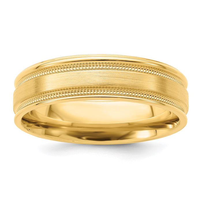 Exclusive 14K Gold 6mm Comfort Fit Wedding Band - Stylish Brushed Satin Finish-1