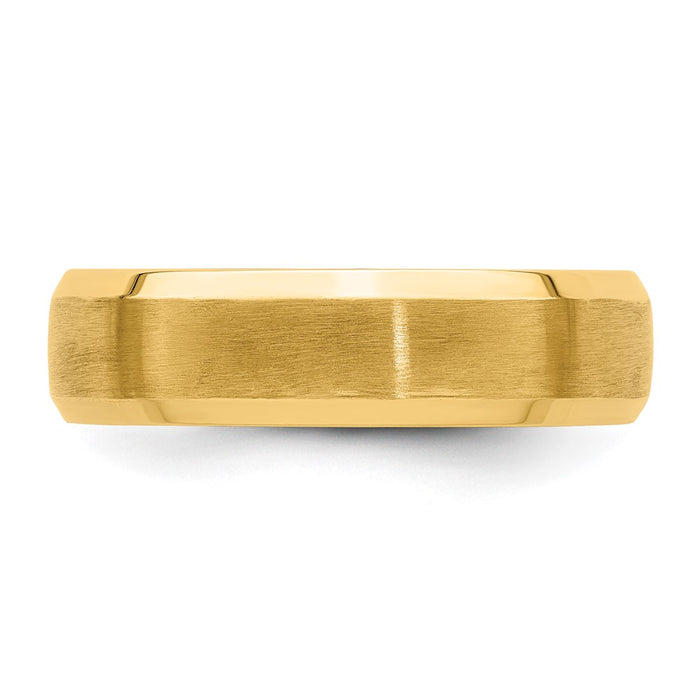 Buy 14K Yellow Gold 6mm Comfort Fit Wedding Band - Stylish Brushed Finish, Size 7.5-3