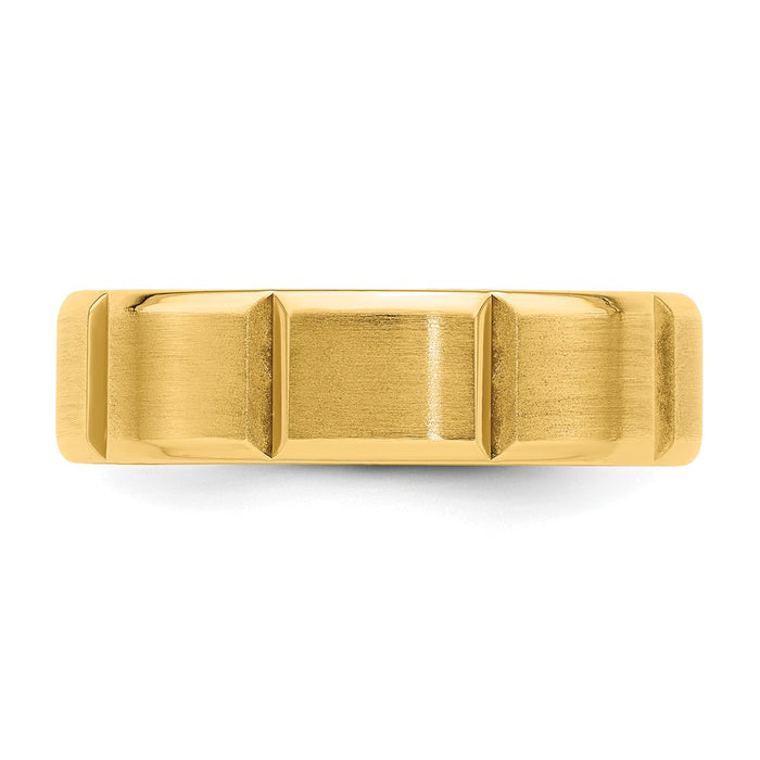 Buy 14K Yellow Gold 6mm Comfort Fit Wedding Band - Stylish Brushed Finish, Size 9.5-3
