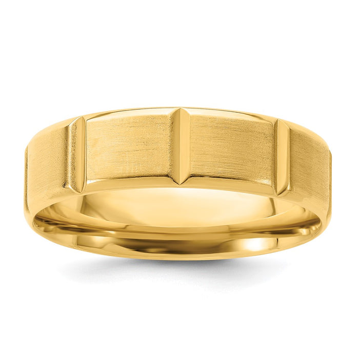 Shop Exclusive 14K Yellow Gold 6mm Wedding Band - Stylish Beveled Edge, Size 8.5-1