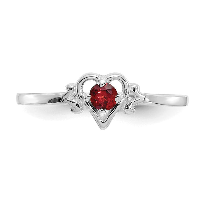 Buy Stylish 14K White Gold Heart Ring with Garnet Birthstone - Affordable Luxury-4