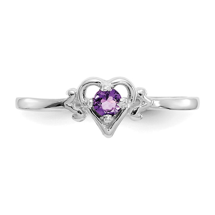 High-Quality 14K White Gold Heart Ring with Amethyst - Stylish Value!-4