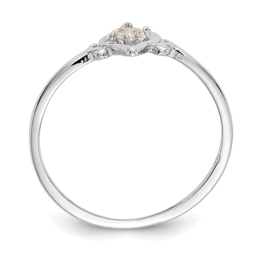 High-Quality 14K White Gold Heart Ring with White Topaz | Affordable Luxury