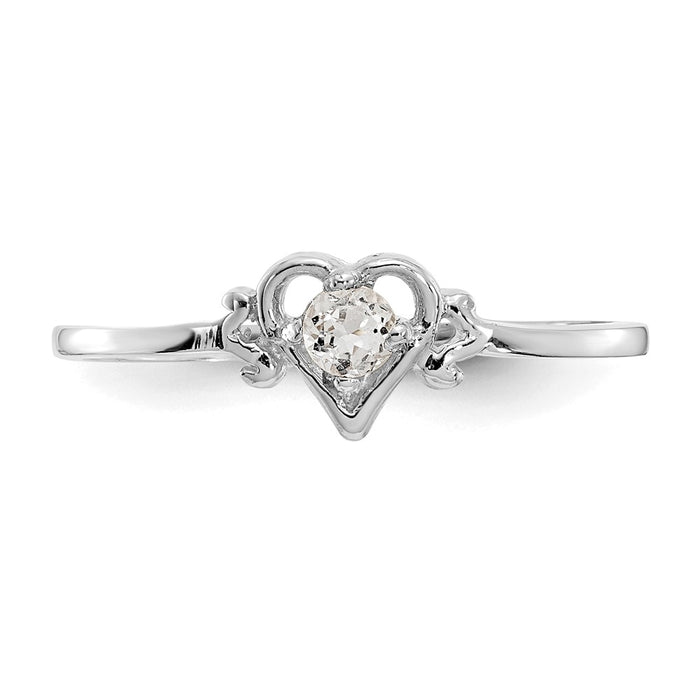 High-Quality 14K White Gold Heart Ring with White Topaz | Affordable Luxury-4