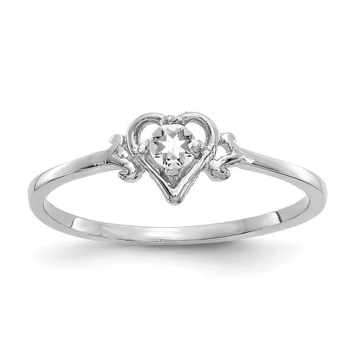 Shop Exclusive 10K White Gold Heart Ring with White Topaz - Stylish Value!-1
