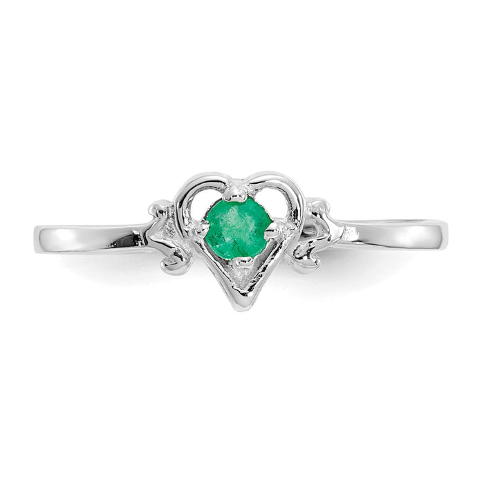 Shop 14K White Gold Heart Ring with Emerald Birthstone - Stylish & Affordable!-4