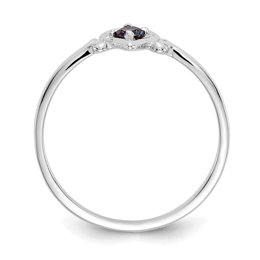 Exclusive 14K White Gold Heart Ring with Synthetic Alexandrite - Stylish Value