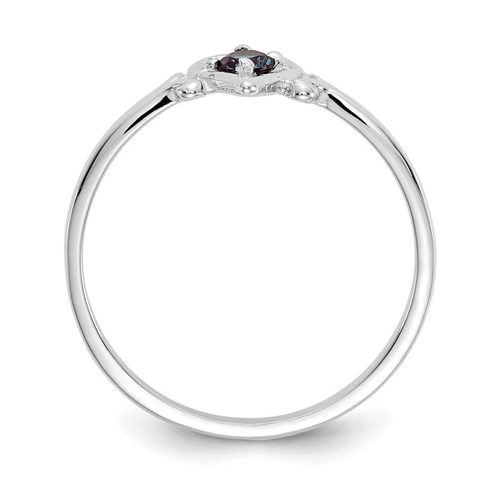 Exclusive 14K White Gold Heart Ring with Synthetic Alexandrite - Stylish Value-2