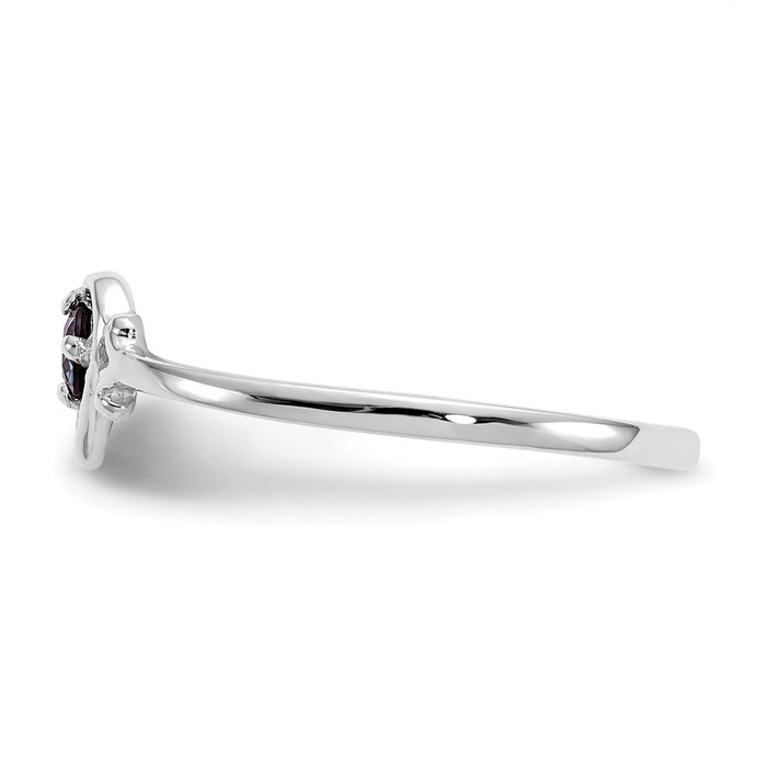 Exclusive 14K White Gold Heart Ring with Synthetic Alexandrite - Stylish Value-3