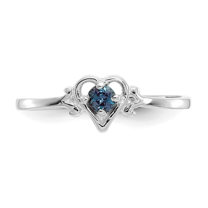 Exclusive 14K White Gold Heart Ring with Synthetic Alexandrite - Stylish Value-4