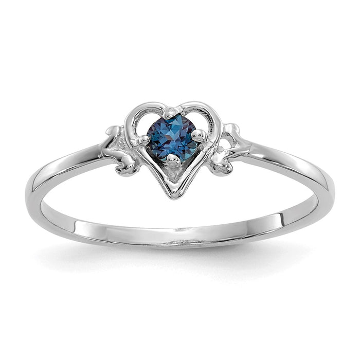 Shop 10K White Gold Heart Ring with Synthetic Alexandrite - Stylish Design-1