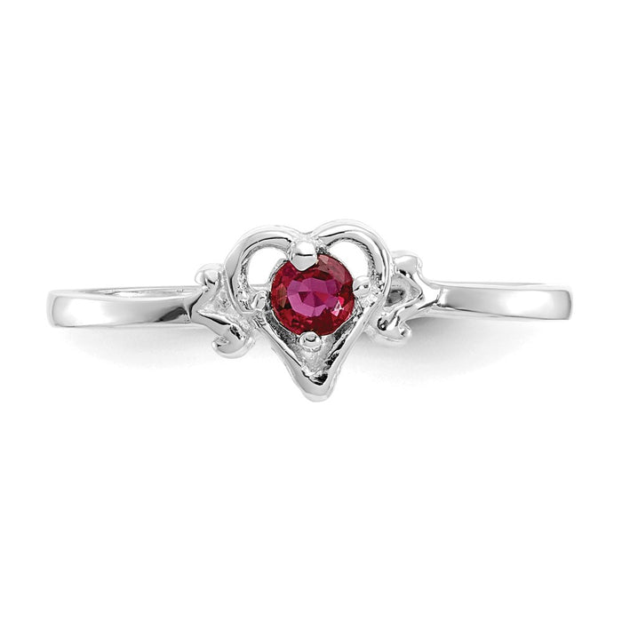 Buy Exclusive 14K White Gold Heart Ring with Ruby Birthstone - Luxury Style-4