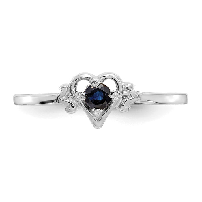 Shop Exclusive 14K White Gold Heart Ring | Stylish Sapphire Birthstone, Affordable Price-4