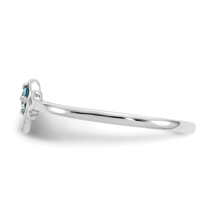 Exclusive 14K White Gold Heart Ring with Blue Topaz - Stylish Value!-3