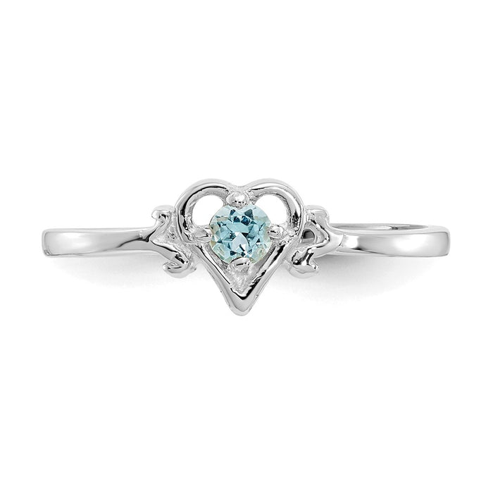 Exclusive 14K White Gold Heart Ring with Blue Topaz - Stylish Value!-4