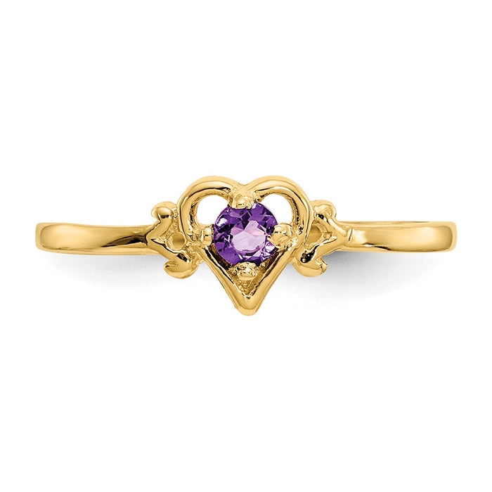 Buy Stylish 14K Gold Heart Ring with Amethyst Birthstone - Affordable Luxury-4