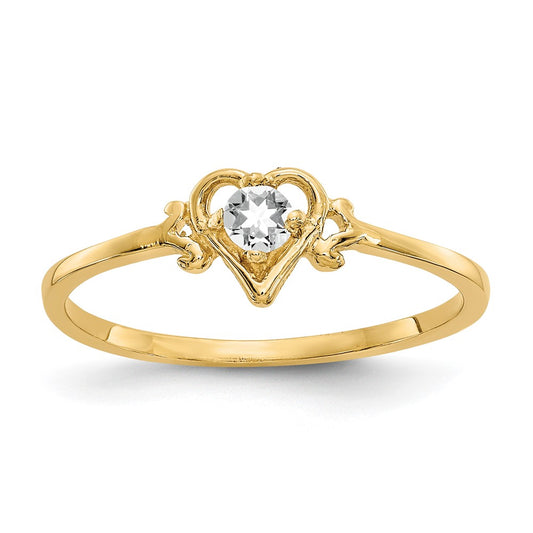 Shop Exclusive 10K White Gold Heart Ring with White Topaz - Stylish Value!