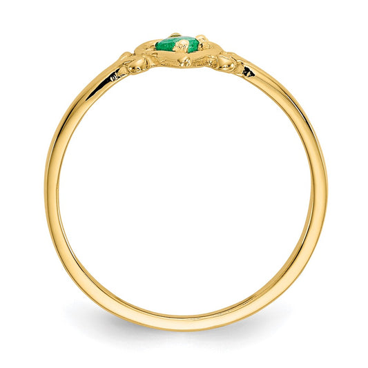 High-Quality 14K Gold Heart Ring with Emerald Birthstone - Stylish & Affordable!