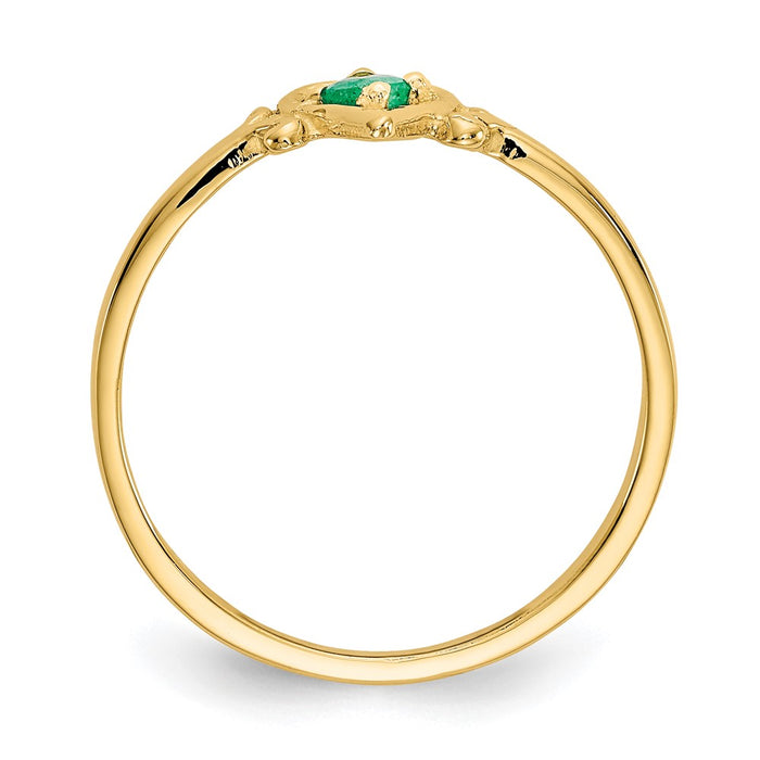 High-Quality 14K Gold Heart Ring with Emerald Birthstone - Stylish & Affordable!-2