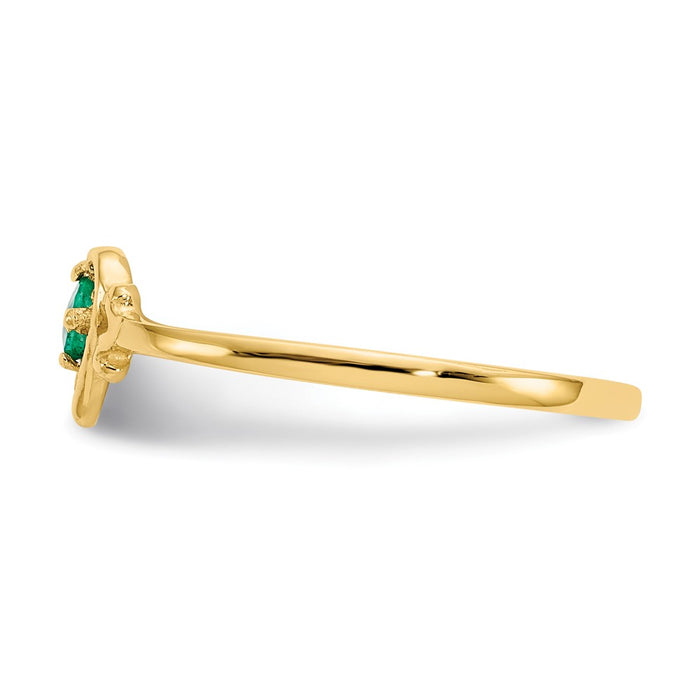 High-Quality 14K Gold Heart Ring with Emerald Birthstone - Stylish & Affordable!-3