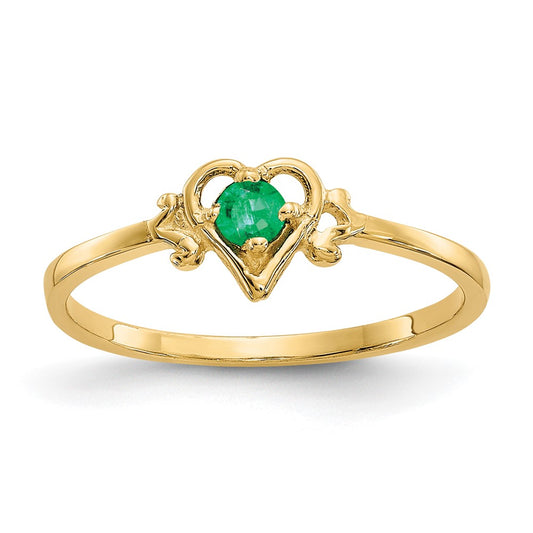 High-Quality 14K Gold Heart Ring with Emerald Birthstone - Stylish & Affordable!